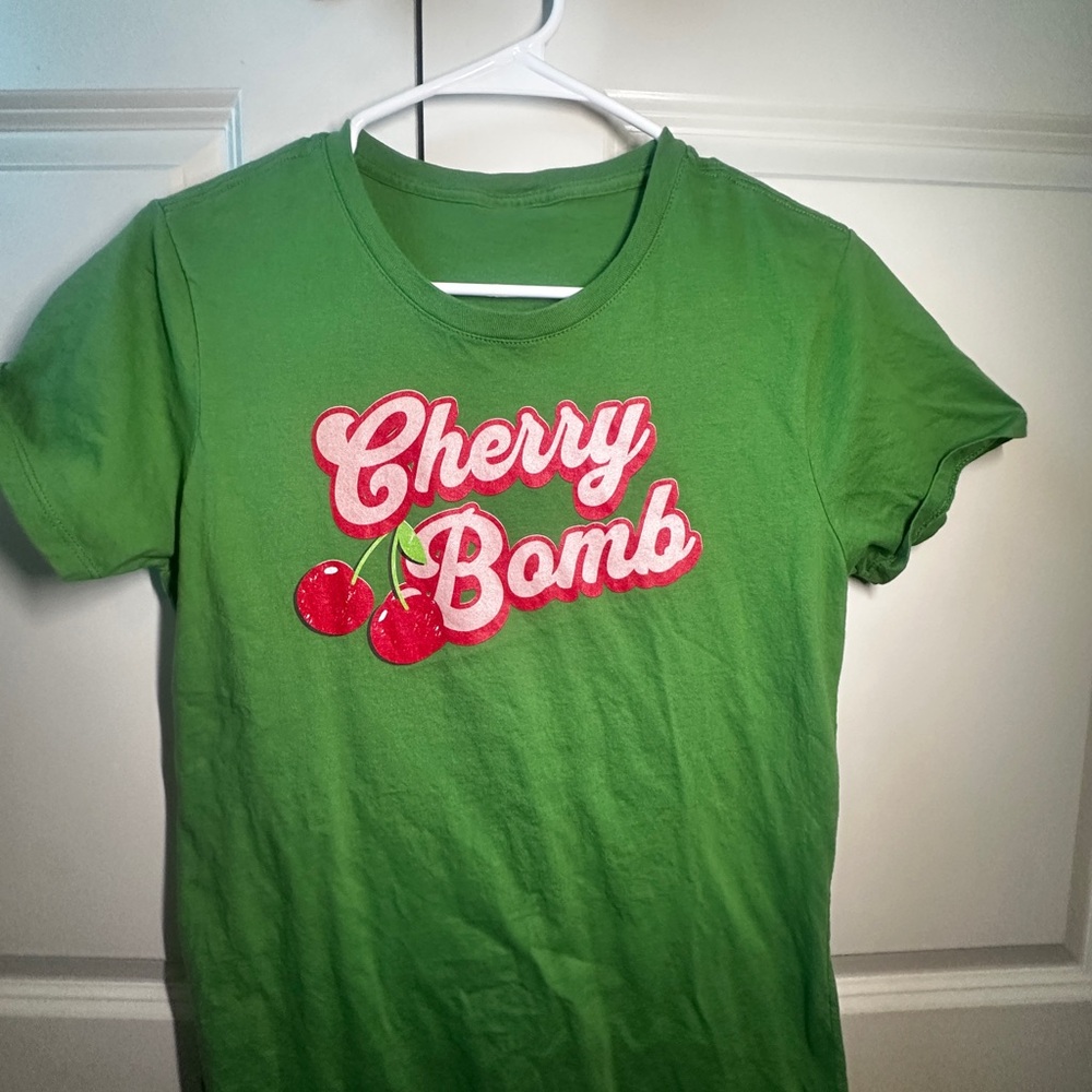 Green cherry bomb shirt